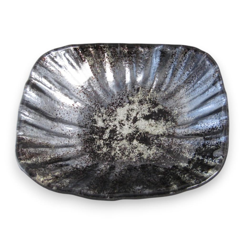 Блюдо Стеклянная Тарелка Овальное Блюдо Тарелка Средняя Черный Золотой 14см Sairan J-kitchens