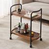 Hotel Restaurant Food Delivery Cart Double-layer Solid Wood Wine Cart Mobile Trolley