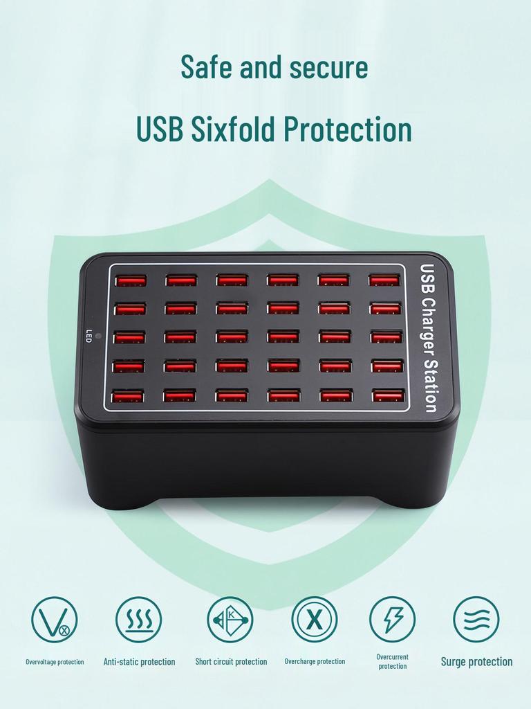 Многопортовое USB-быстрое зарядное устройство: Умная настольная зарядная станция для нескольких устройств