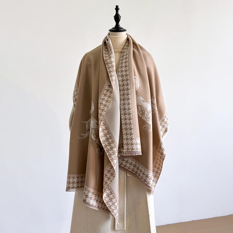 Elegant Zebra Striped Scarf Imitation Cashmere Soft Warm Versatile Shawl Coldproof Windproof Blanket Scarf For Autumn Winter