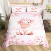 Pink Pig Bedding Set King Queen Sleeping Pig Duvet Cover For Kids Boys Girls Kawaii Animals Comforter Cover With 2 Pillowcases