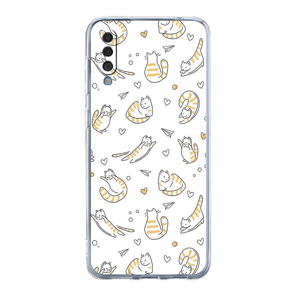 Чехол для телефона Samsung A14 A50 A70 A30 A40 A20E A10S A20S A02S A04S A12 A22 A32 A34 A42 A52 5G A54 Кошка Милый котенок Мультяшная обложка