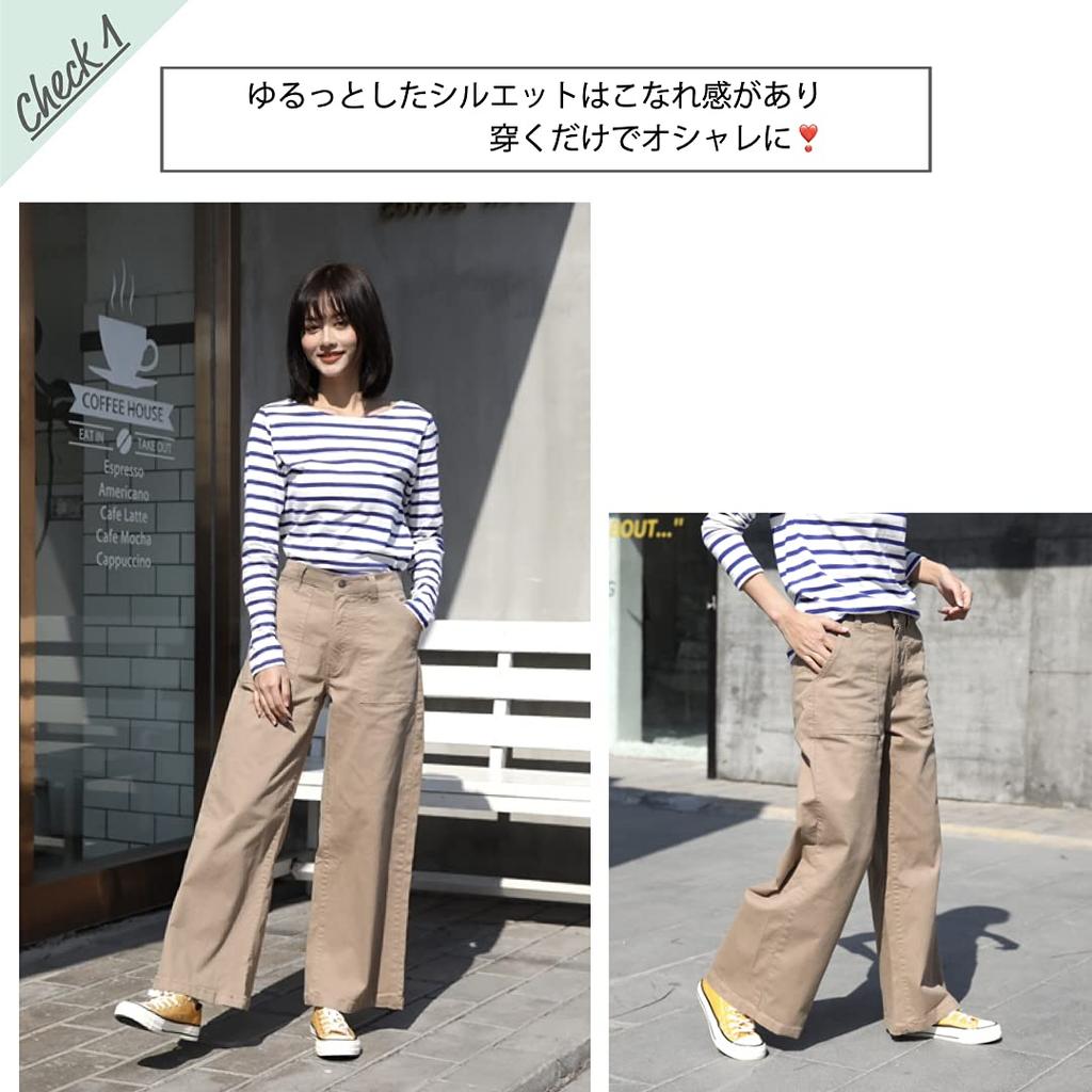 Cotton Twill Baker Wide Leg 3 M To M [Captain Kay] CK-006 Pants, Pants, Colors, 4L, Women's Bottoms, Pants, Trousers, Spring/Summer, Black,