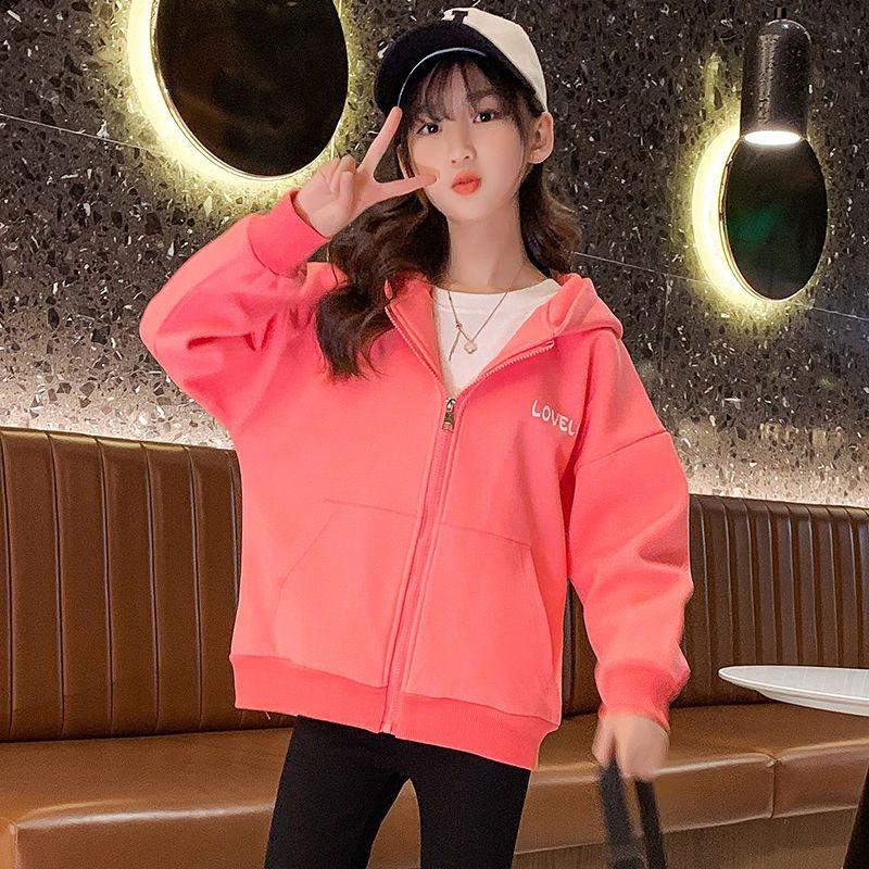 Girls' Rabbit-Printed Hooded Cardigan: Stylish and Casual Fall Jacket for Kids