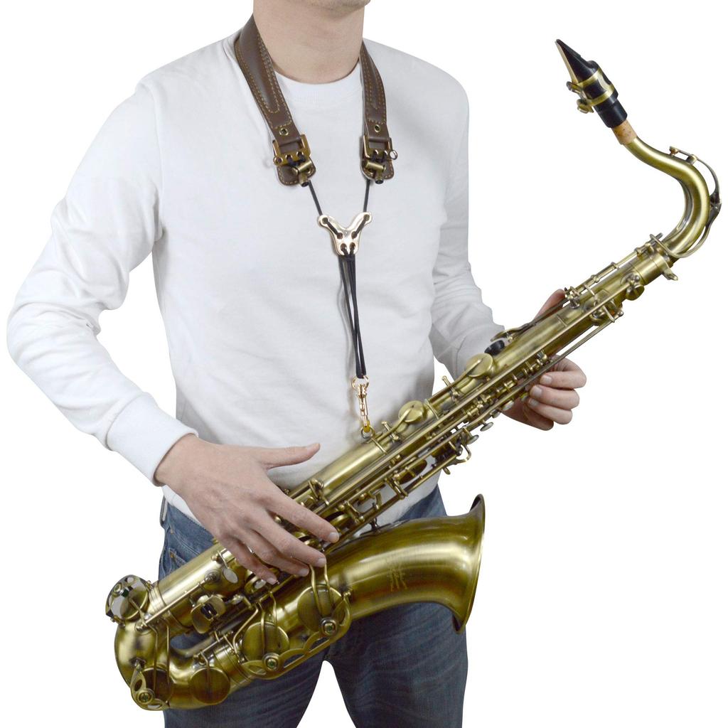 Adorence Premium Saxophone Strap (Handmade, Breathable Pad and Metal Hook) - Ergonomic Cervical Strap Pad