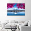 Canvas Print, Mount Fuji Lake and Pink Leaves