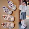 2025 Spring and Autumn Single Shoes Girls Sneakers Pink Purple Pretty Princess Shoes Children's Bow Daddy Shoes Tide