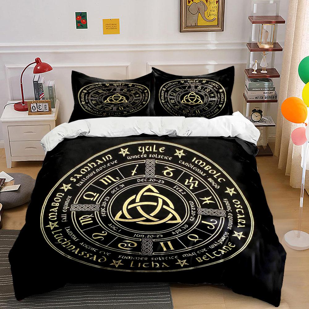 Triquetra surrounded by symbols. Bedding sets Duvet cover sets Duvet covers Pillowcases(1*Duvet Cover 2*Pillowcases without duvet insert)