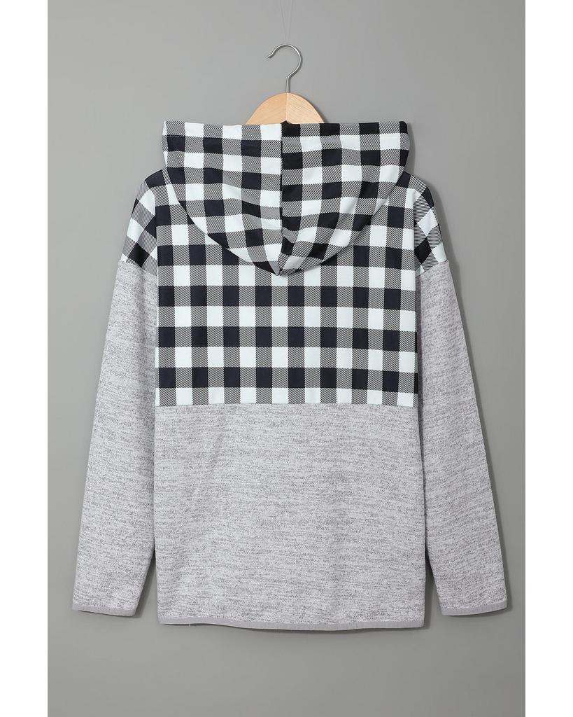 Azura Exchange Толстовка с капюшоном в клетку с карманами