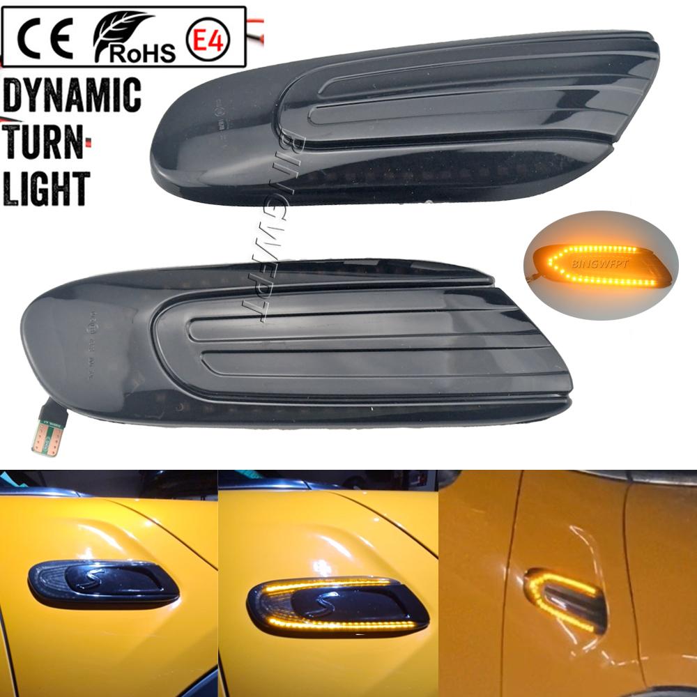 2Pcs For Mini Cooper One F55 F56 F57 Dynamic Sequential LED Fender Marker Light Side Marker Lamp Indicator Turn Signal Light