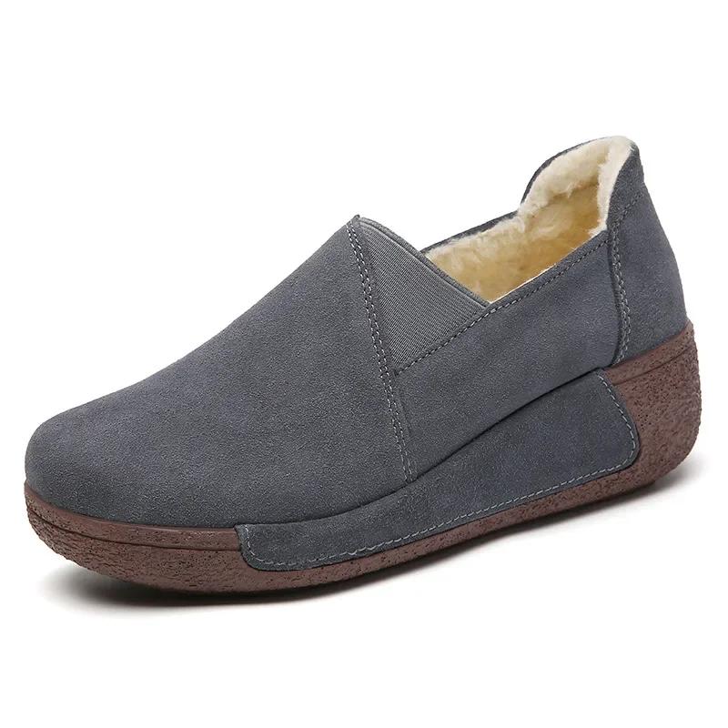 Модные кеды на толстой танкетке, корейские туфли на платформе Swing для женщин, повседневная обувь из матовой замши, ботильоны из искусственной замши