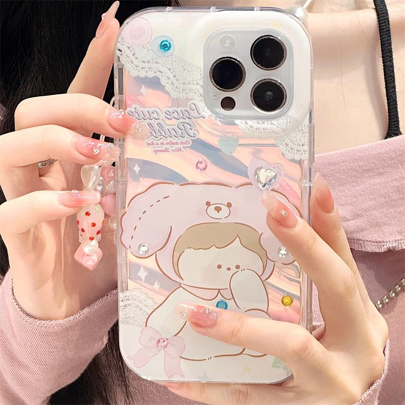 Zhitai iPhone Case for iPhone 12/11/14 - Fits 15Pro & 16ProMax - Cartoon Design with Bracelet