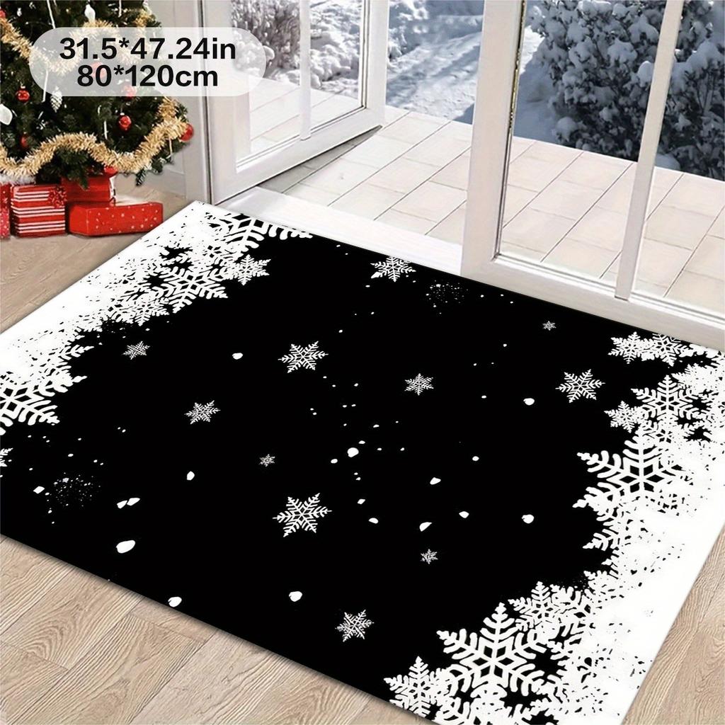 1 шт. Коврик для пола с узором снежинки Современный кухонный полиэстеровый ковер Противоскользящий красочный ковер для помещений, Для дома ванной спальни гостиной декора