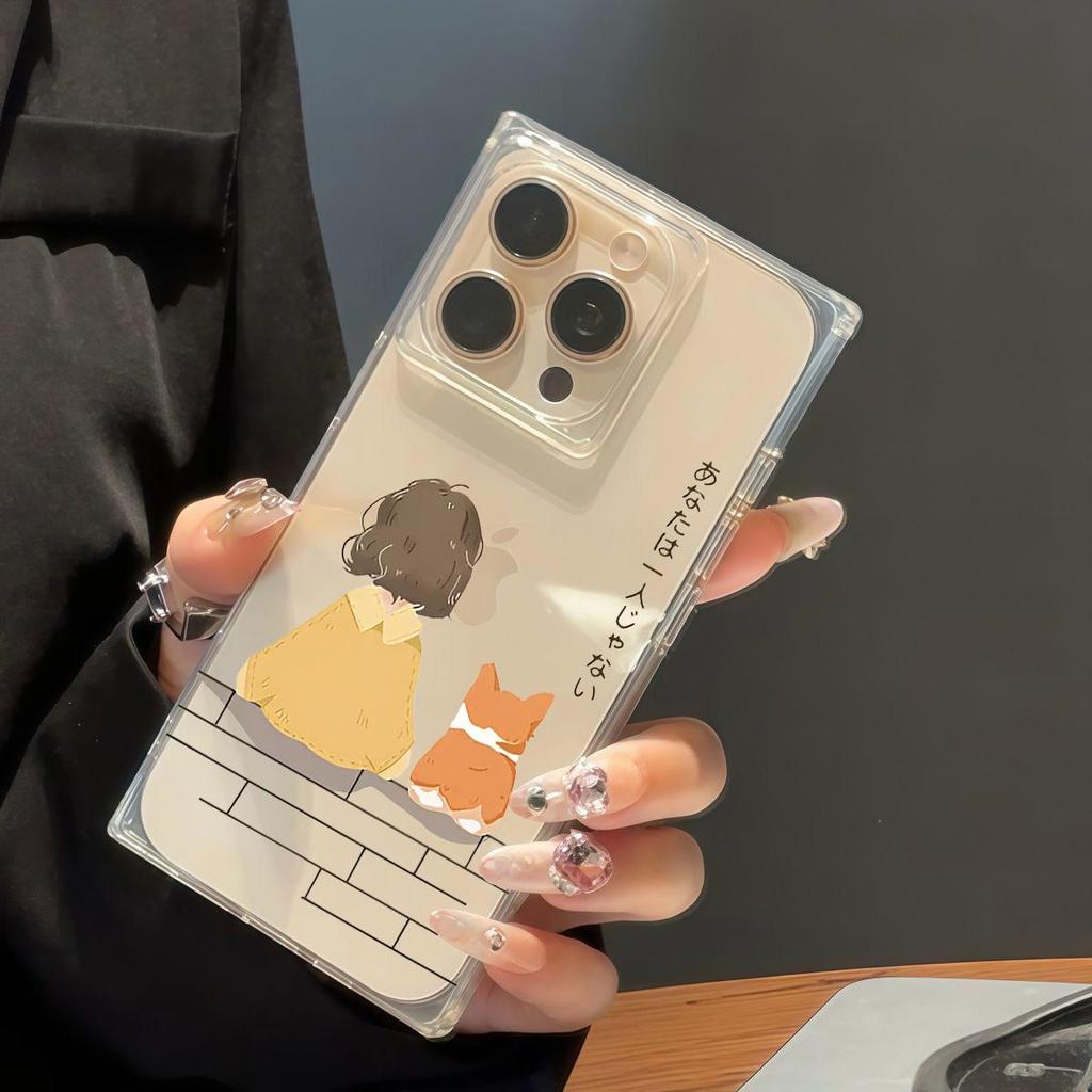 Прозрачный чехол с квадратной защитой задней панели для iPhone 14 Pro Max 16 ProMax 13 15 Plus 11 12, защита от окисления, чехол с рисунком спин людей и животных