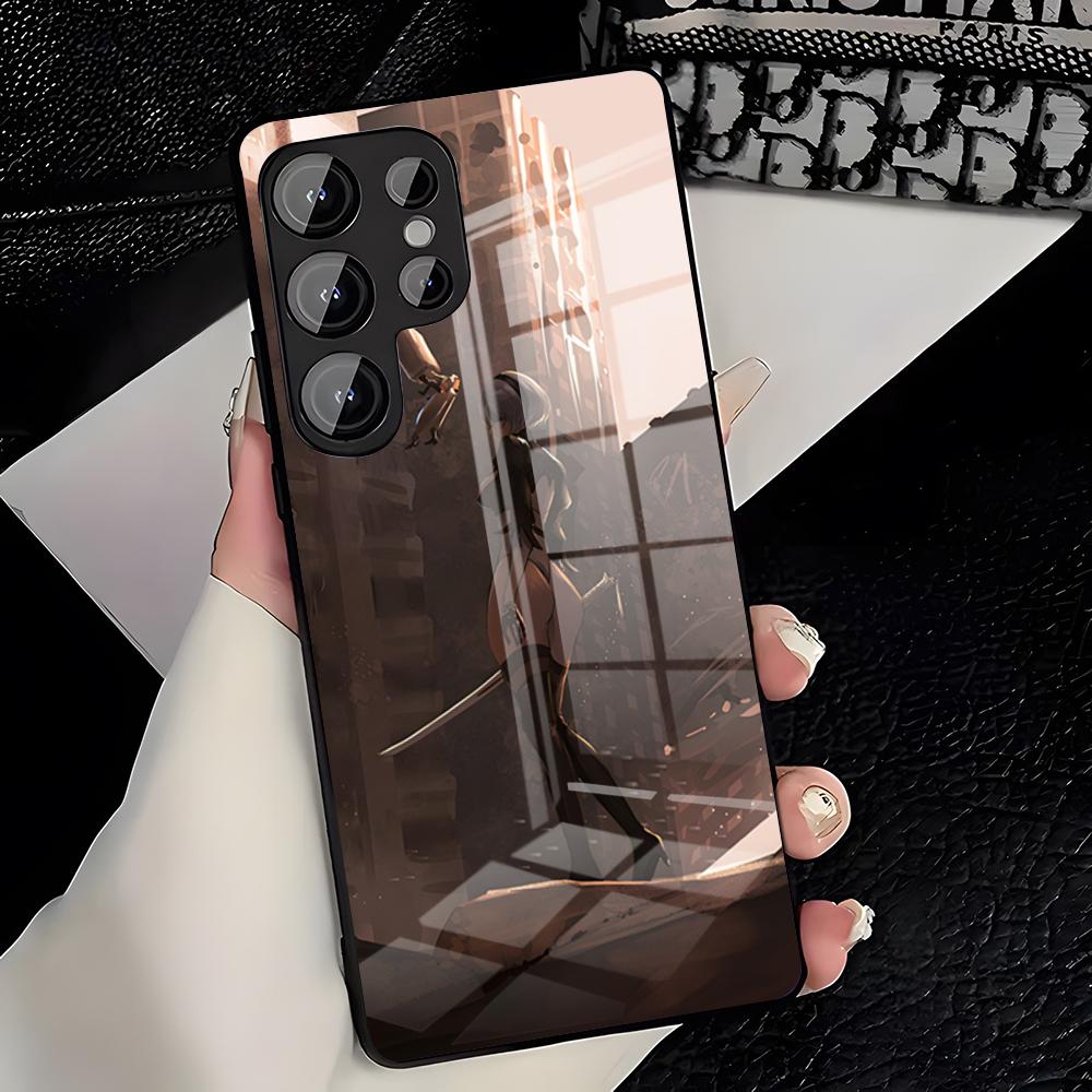 Чехол для телефона N-NieR Automata 2B для Samsung S26 S25 Plus S20 S20 Plus S22 Ultra S23 FE S21 Plus S21 Ultra Стеклянная крышка