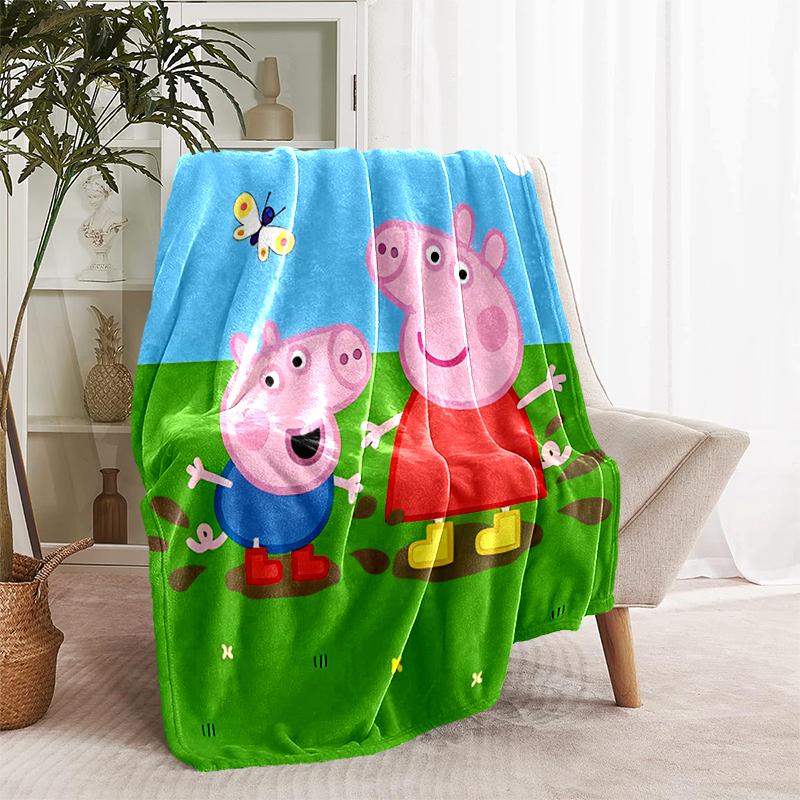 1pc Blanket Peppa Pig1 Print Design, Lightweight Blanket for Sofa, Bed- Soft &Warm, Gift for All Seasons like Christmas, Halloween