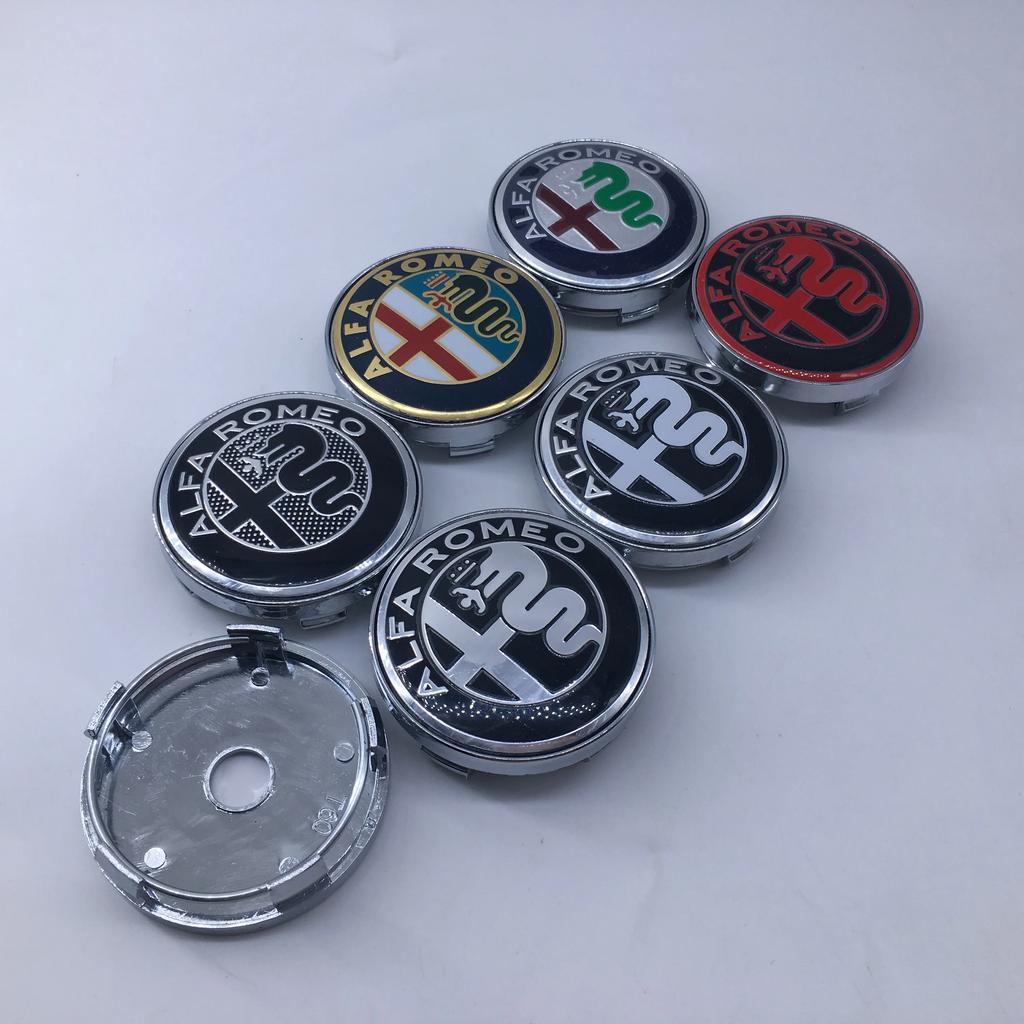 IDRQ9 4PCS 60mm Automotive Hub Cover Decoration Logo Center Cover Protective for Alfa Romeo Giulia Giulietta 159 Mito Spider GTA