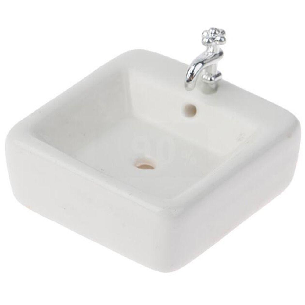 Модель сцены унитаза Миниатюрный туалет Ванна Умывальник Кукольный домик Ванная Кукольные аксессуары