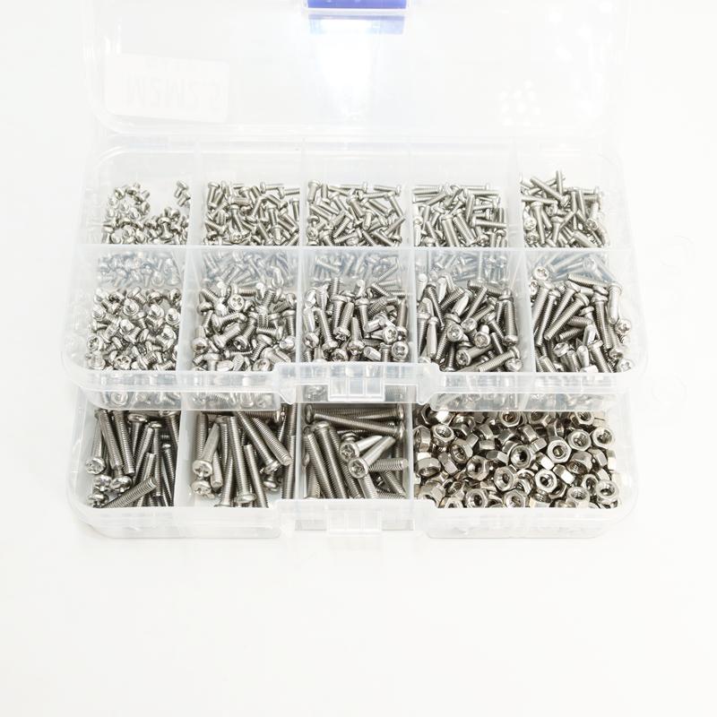 Hex Head Screw M1 M1.2 M1.4 M1.6 M2.5 M3 304 Stainless Steel Phillips Round Head Cross Hexagon Bolt Nut for Motherboard PCB Set