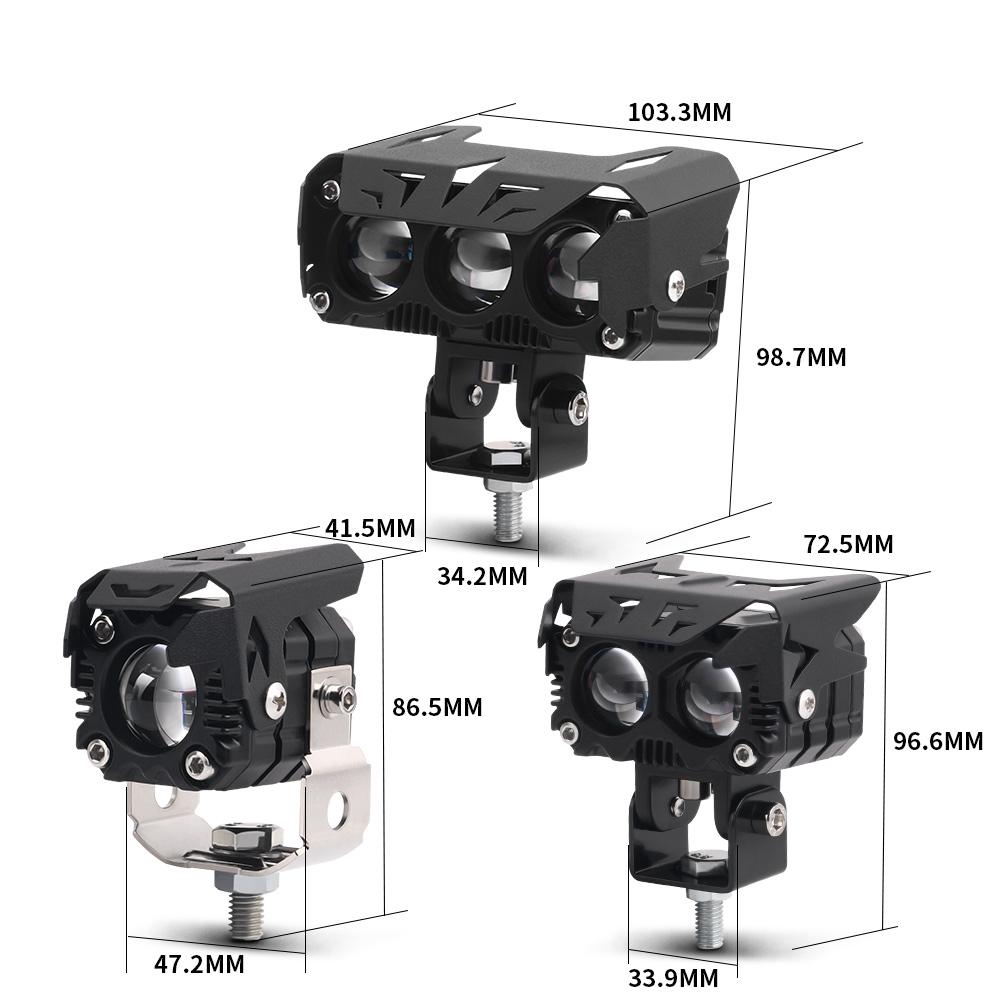 2X Motorcycle Headlights Spotlight Fog Light Hi/Low Beam Len Dual Color Work Auxiliary Driving Light Headlight Yellow White 12V