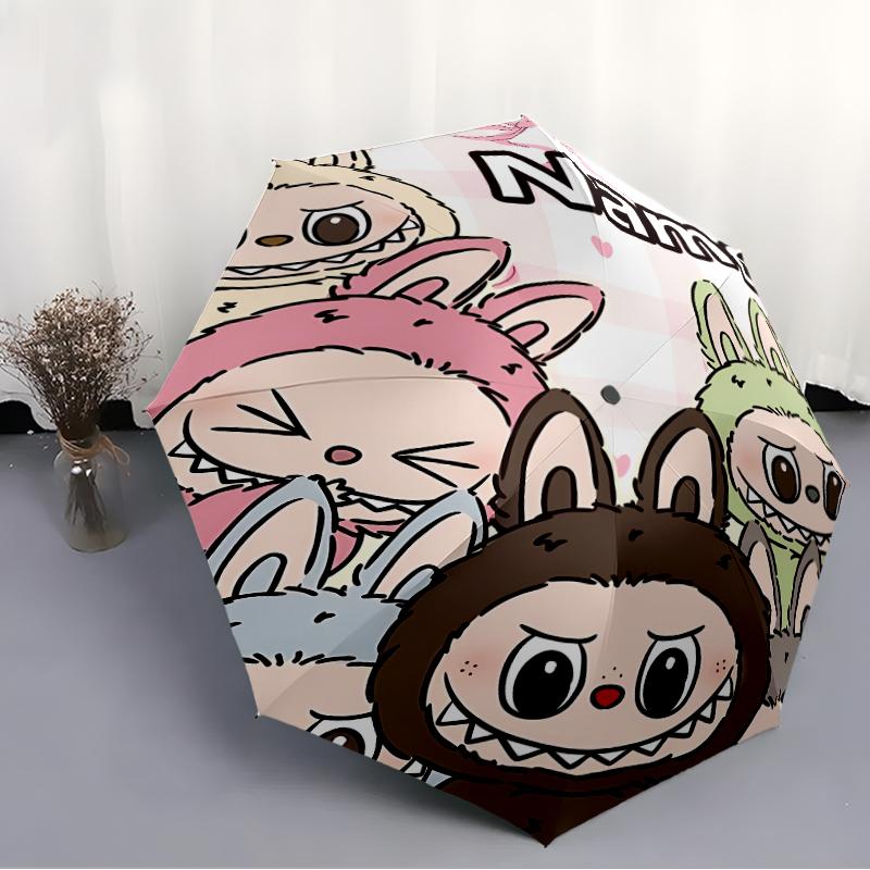 Personalized Name L-Labubu Print Umbrella - Automatic Open/Close, Eight-Rib Durable Frame, Automatic Folding Umbrella