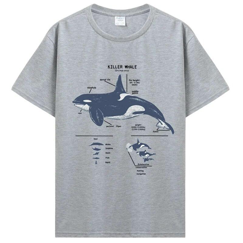 Забавная пляжная футболка с изображением косатки, анатомии морской биологии, дикой природы, уличная футболка, подарок на день рождения, летняя футболка, одежда