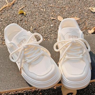Платформенные белые женские летние спортивные туфли сетчатые дышащие повседневные туфли дети