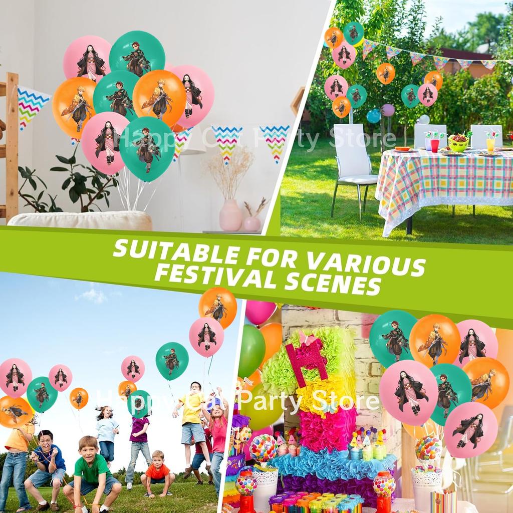 Demon Slayer Latex Balloons Happy Birthday Party Decoration Kimetsu no Yaiba Balloon Baby Shower Kids Favor Gift Party Supplies