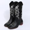Ковбойские женские ботинки в стиле вестерн, осенне-зимняя брендовая новинка, крутая модная женская обувь до середины икры с вышивкой в ​​стиле пастушка, сапоги