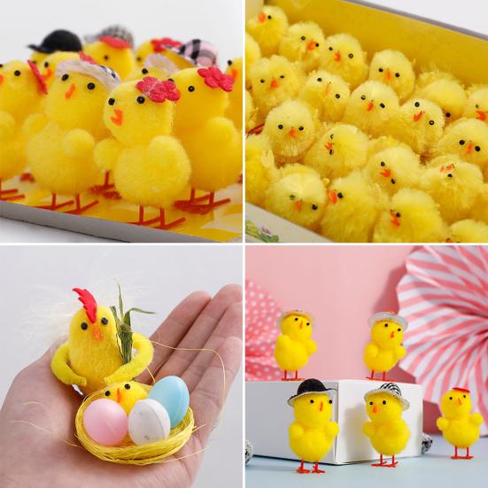 24/36Pcs Easter Fur Chicks Adorable Appearance Mini Size Wide Application Fluffy Soft Plush Toys Easter Chicks Party Decorations