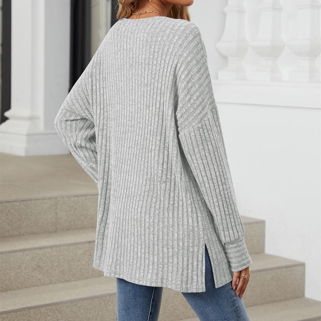 HNXC Women's Fashion Casual Autumn Winter Solid Color Print Long Sleeve O Neck Blouses & Shirts