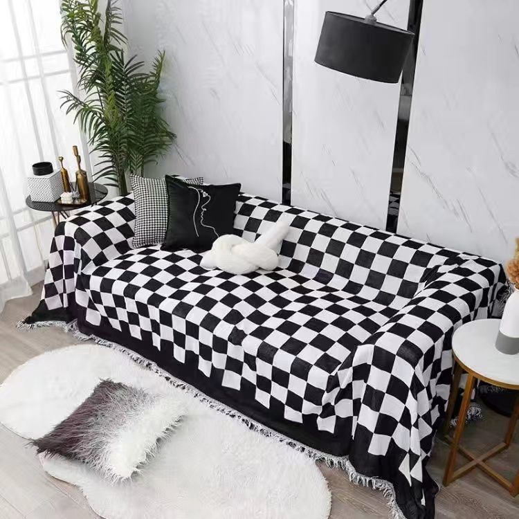 Простой современный модный диван, декоративное одеяло, диван, полотенце, чехол для дивана, полное покрытие, шахматная доска