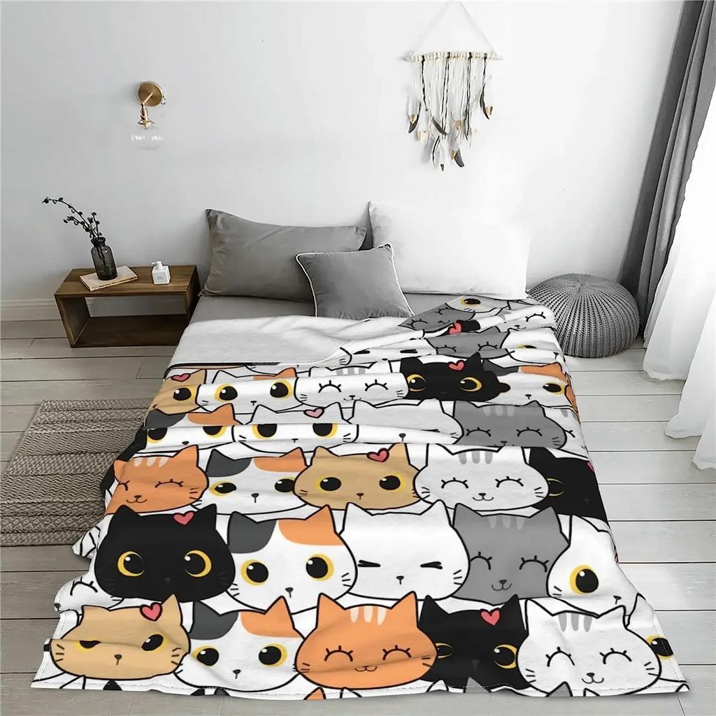Cute Cat Blanket, Warm Blankets for Kids Adults, Cartoon Blanket for Baby Boy Girl 80\u201dx60\u201d, Soft Fleece