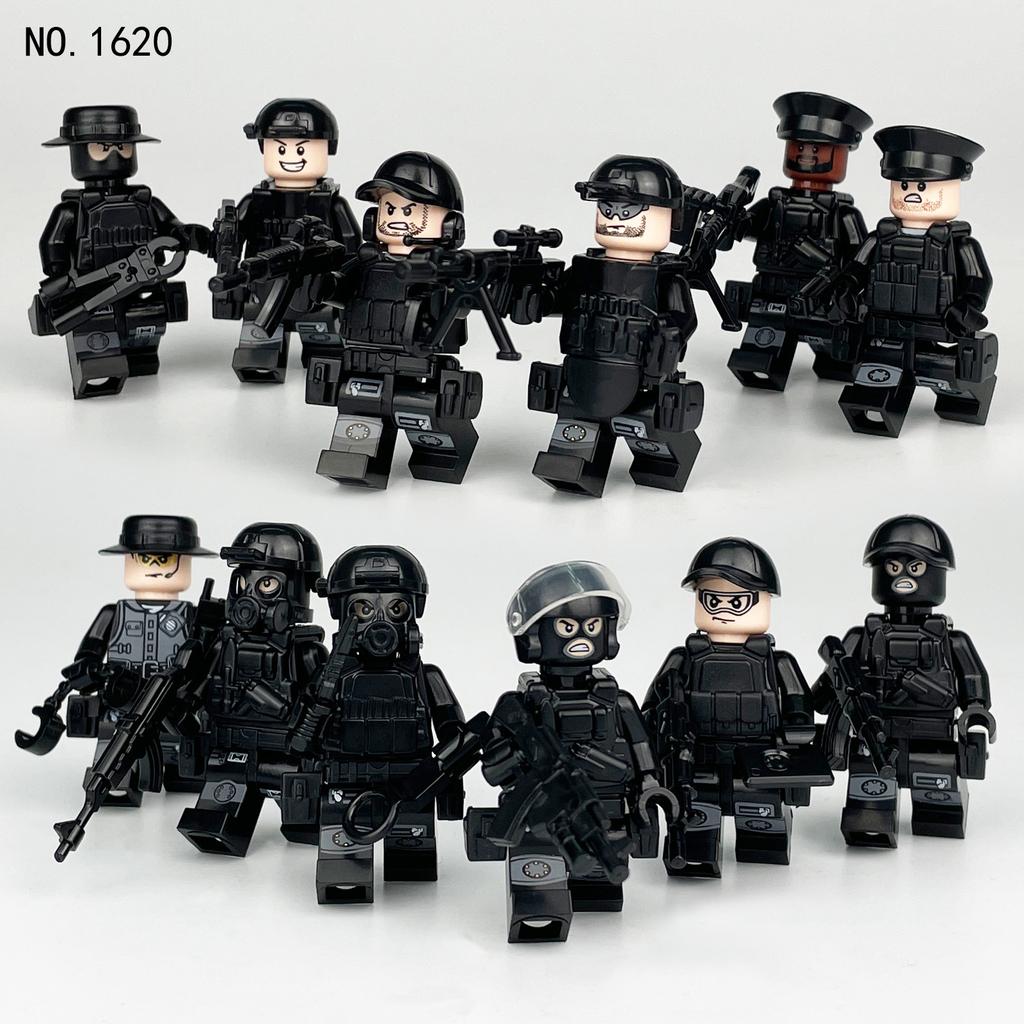 160 Black Swat Weapon Shield M8003 Human Military Doll Model Small Particle Fight