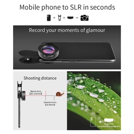 Комплект макролинз для смартфона для съемки мельчайших деталей Макрообъектив с широкой диафрагмой с зажимом Сумка для хранения