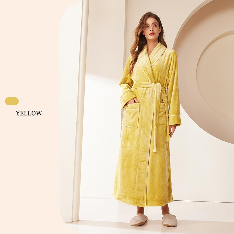 Халаты для отдыха, халат для лица, простой, большого размера, коралловый флис, парный халат, удобный и элегантный, осень-зима, длинный, плотный