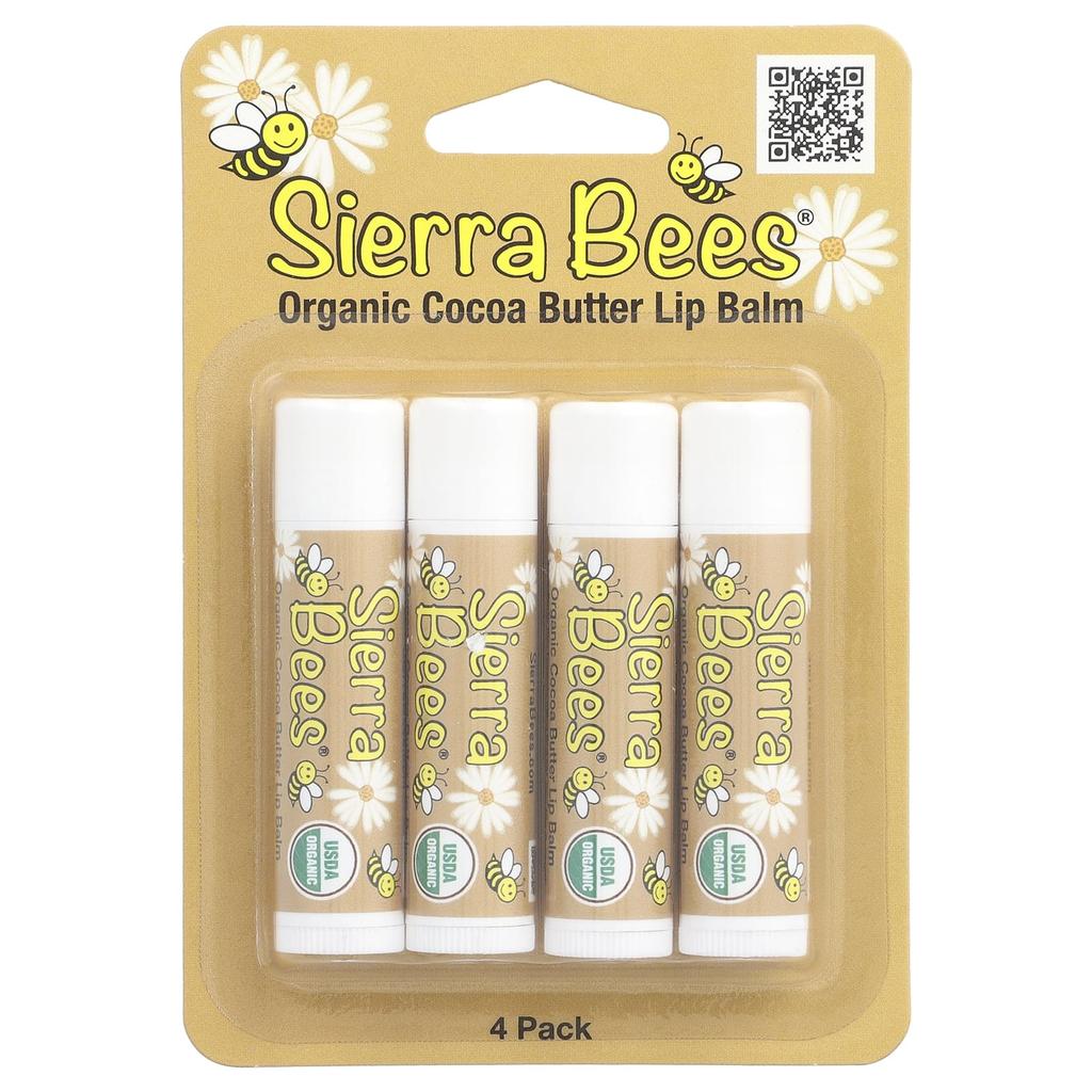 Sierra Bees Органический бальзам для губ, 4 шт., 0,15 унции (4,25 г) Каждый