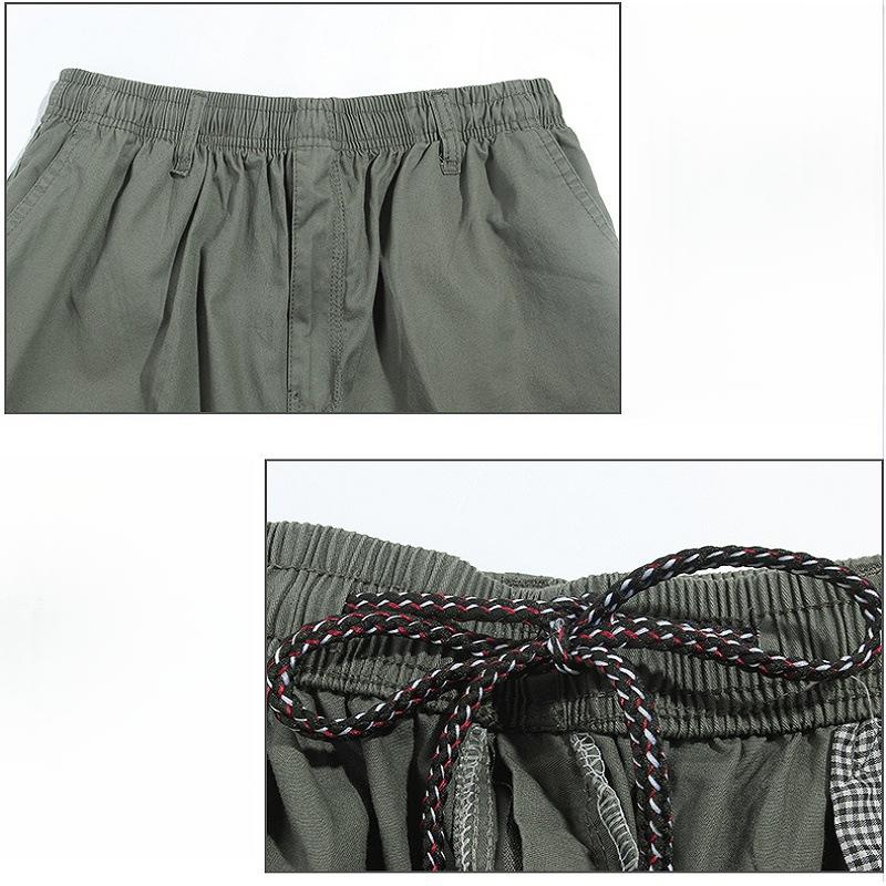Men'S Plus Size Casual Shorts Summer Pure Cotton Cargo Shorts Multi-Pocket Loose Breathable Knee-Length Beach Shorts