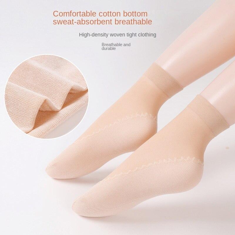10 пар хлопковых бархатных женских коротких чулок, средних носков-трубочек, впитывающих пот, нескользящих шелковых носков с защитой от крючков