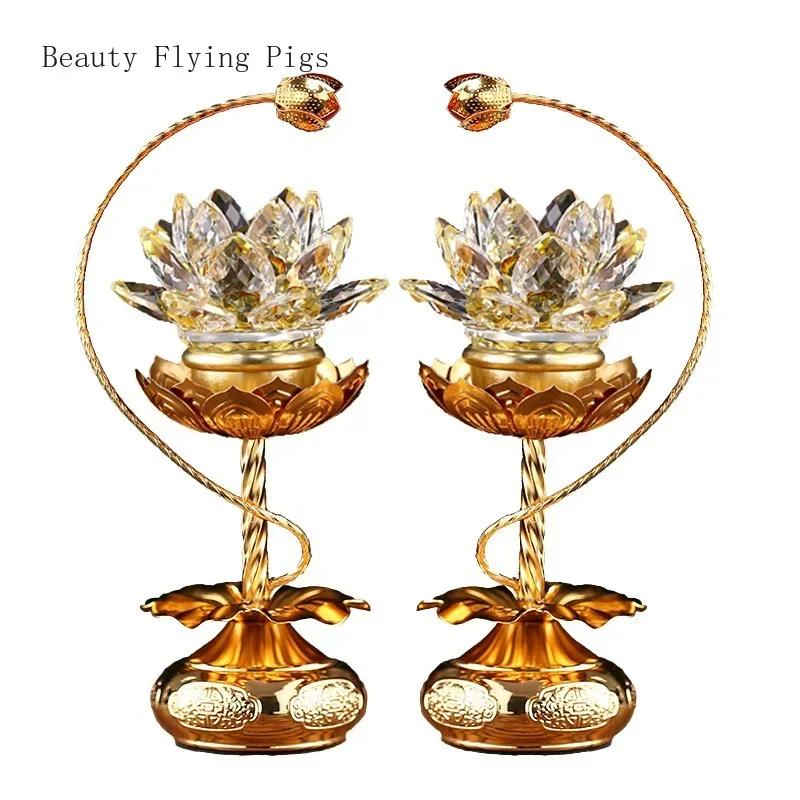 21 см Сплав хрустального стекла Имитация подсвечника для домашнего использования Буддийский зал для молитвы украшение домашнего декора