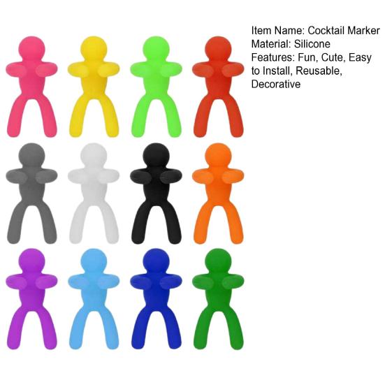 12 шт. маркер для коктейлей милый многоразовый съемный забавный силиконовый креативный скалолазный человечек стиль маркер для бокалов вина брелок бирка ресторанные принадлежности