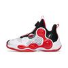 Kids Asymmetrical Performance Anti-Slip Shock Absorbing Durable Mid-Top Basketball Shoes Kids Sneaker White Black Red 312221102-2