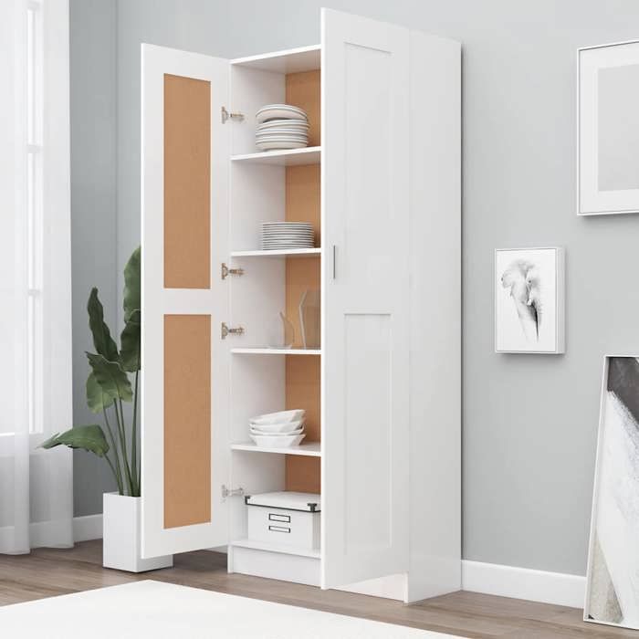VidaXL Bibliothèque, Meuble de Rangement avec Compartiment, Armoire à Livres Salon Salle de Séjour Intérieur, Blanc Bois 802732