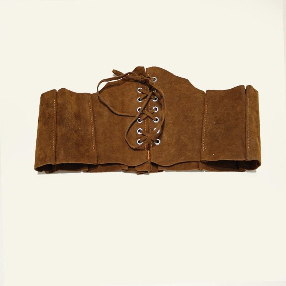 PU Leather Pu Leather Corset Adjustable Western Cowboy Belt Waist Corset Suede Wide Belt  Waistband