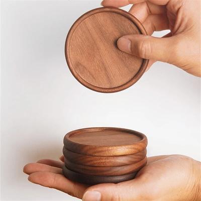 Круглая подставка из орехового дерева, подставка под напиток в японском стиле, коврик для стола, подставка под чашку для чая и кофе, деревянные подставки под стаканы, подставка для столовых приборов