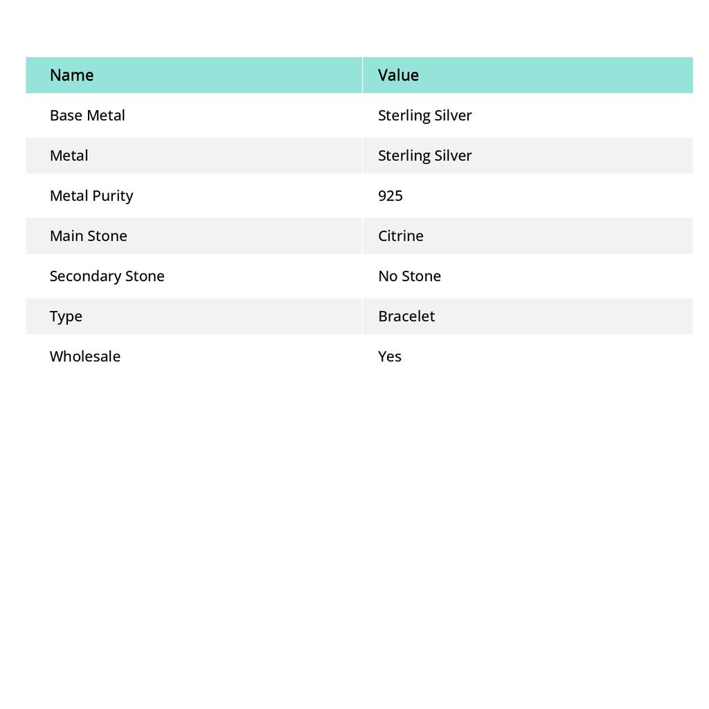 Браслет из цитрина из серебра 925 пробы 7-8 дюймов