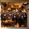 Reusable Transparent Halloween Art 2 Sheets Window Stickers, Bat Spider Web Static Cling Decals, Dark Style Haunted House Decor Ghost Pumpkin