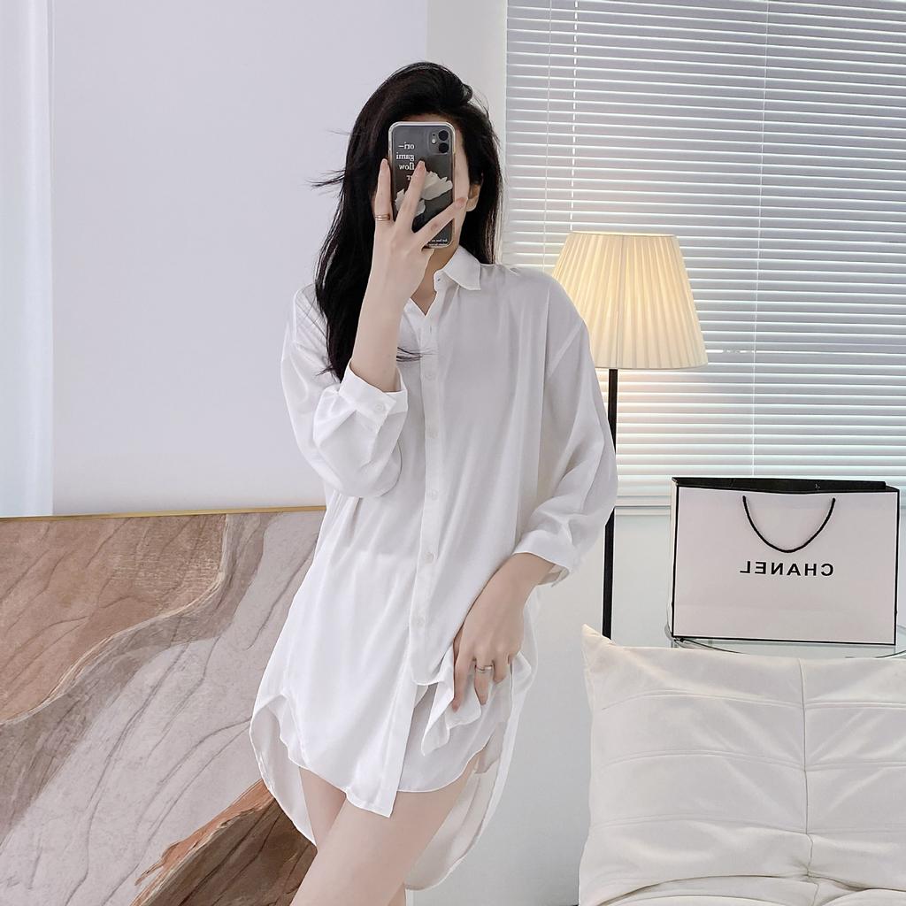 1011 spring and summer solid color pajamas women's thin ice silk sexy nightgown lace backless suspender loungewear