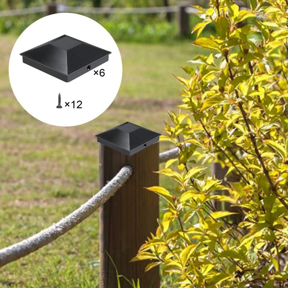 6Pcs Replacement Fence Post Cover Waterproof Fence Column Toppers Posts Top Protector  Backyard