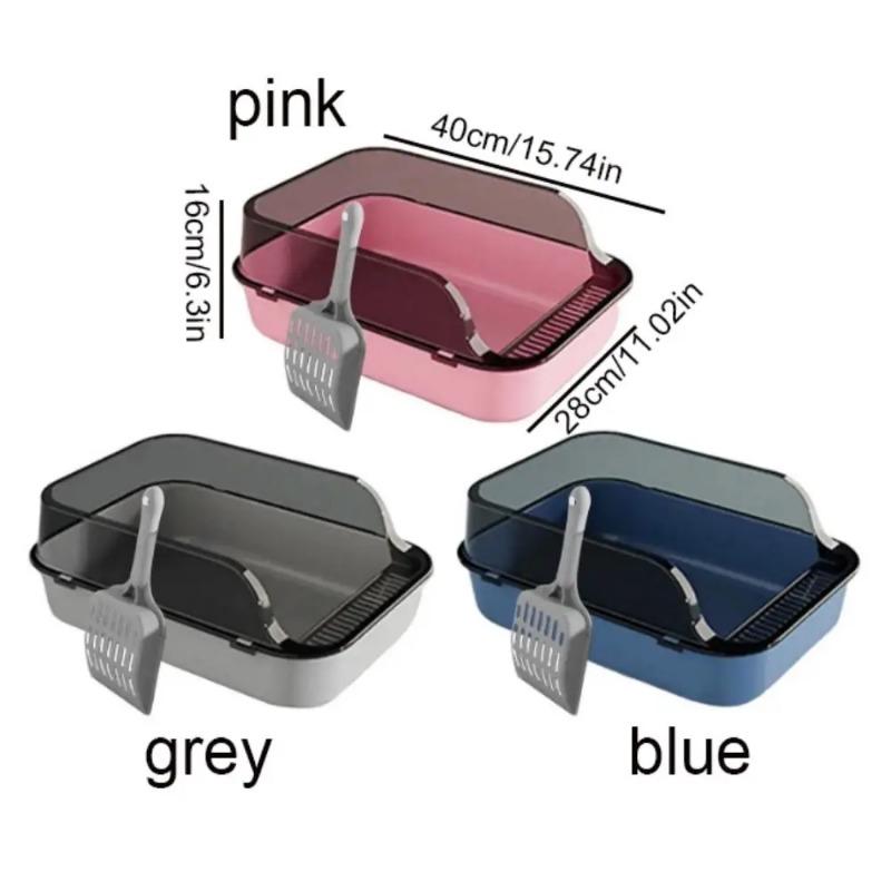 Semi-closed Cat Litter Box Pet Accessories Open Top Plastic Cat Sandbox Anti Splash Cat Toilet Kitten Litter Pan Home